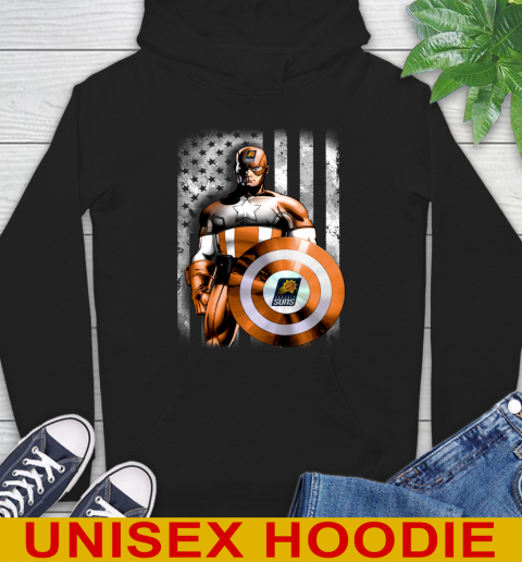 Phoenix Suns NBA Basketball Captain America Marvel Avengers American Flag Shirt Hoodie
