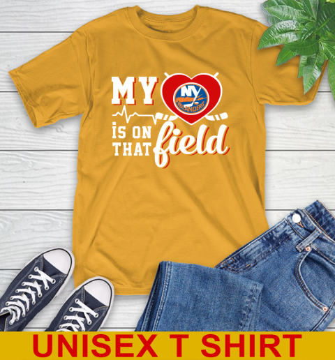 NHL My Heart Is On That Field Hockey Sports New York Islanders T-Shirt 2