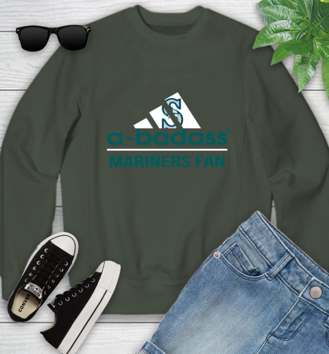 MLB A Badass Seattle Mariners Fan Adidas Baseball Sports Youth Sweatshirt - Image 10