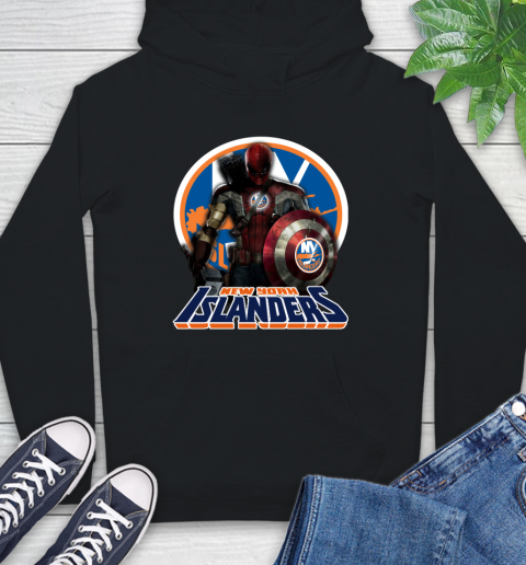 NHL Captain America Thor Spider Man Hawkeye Avengers Endgame Hockey New York Islanders Hoodie 2