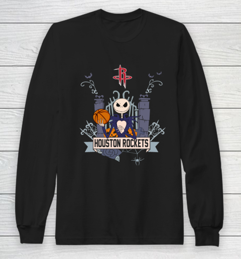 NBA Houston Rockets Basketball Jack Skellington Halloween Long Sleeve T-Shirt