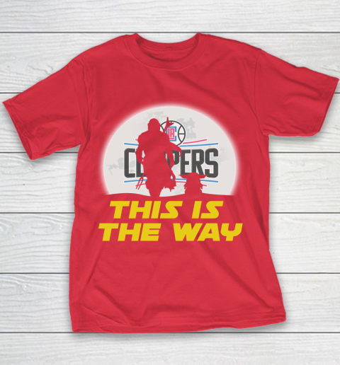 LA Clippers NBA Basketball Star Wars Yoda And Mandalorian This Is The Way Youth T-Shirt 7