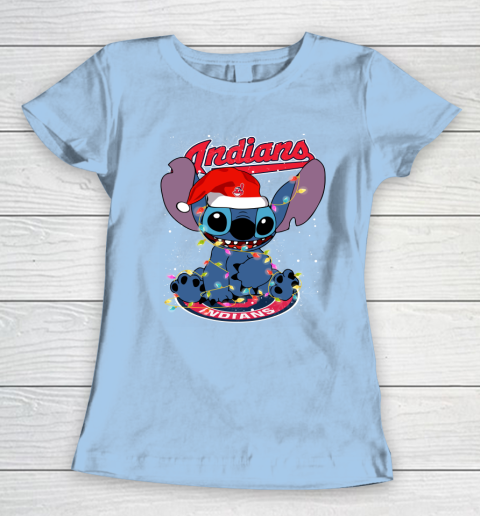Cleveland Indians MLB noel stitch Baseball Christmas Women's T-Shirt 4