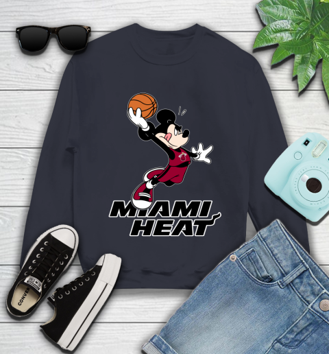 NBA Basketball Miami Heat Cheerful Mickey Mouse Shirt Youth Sweatshirt 3