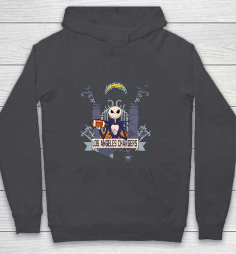 NFL Los Angeles Chargers Football Jack Skellington Halloween Youth Hoodie 5