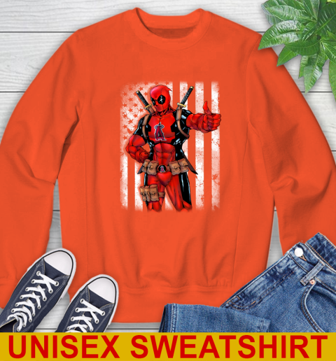 MLB Baseball Los Angeles Angels Deadpool American Flag Shirt Sweatshirt 3
