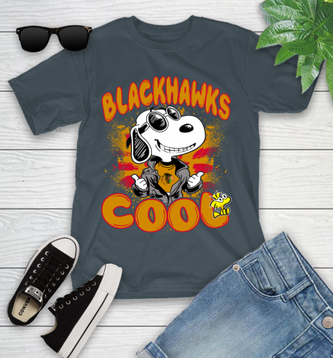 NHL Hockey Chicago Blackhawks Cool Snoopy Shirt Youth T-Shirt 9