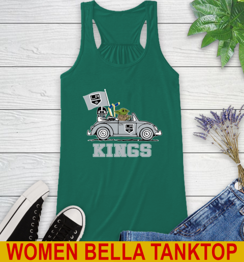 NHL Hockey Los Angeles Kings Darth Vader Baby Yoda Driving Star Wars Shirt Racerback Tank 7