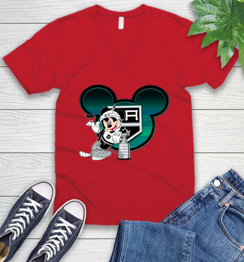 NHL Los Angeles Kings Stanley Cup Mickey Mouse Disney Hockey T Shirt V-Neck T-Shirt 7