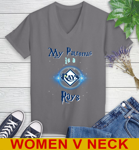 MLB Baseball Harry Potter My Patronus Is A Tampa Bay Rays Women's V-Neck T-Shirt 11