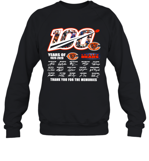 100 Years Of 1920 2020 Chicago Bears Thank You For The Memories Signatures Sweatshirt