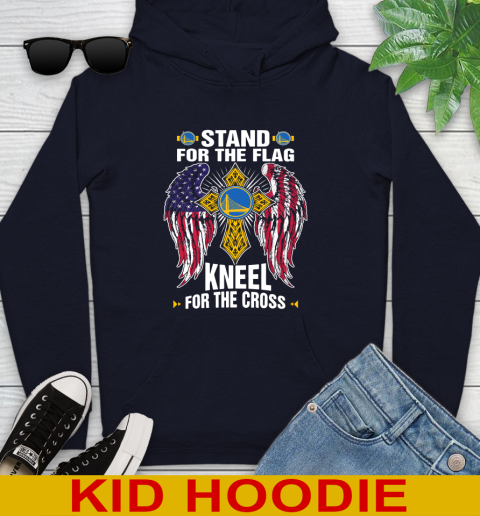 NBA Basketball Golden State Warriors Stand For Flag Kneel For The Cross Shirt Youth Hoodie - Image 4
