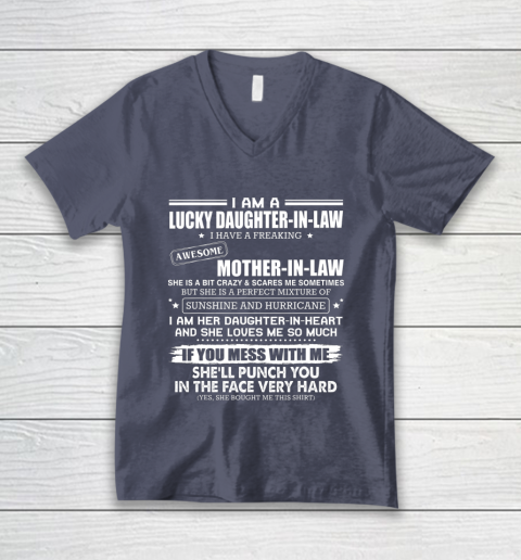 Lucky Daughter In Law Have A Freaking Awesome Mother In Law V-Neck T-Shirt 7