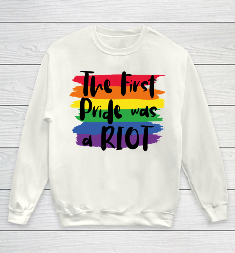 The First Pride Was A RIOT Fitted LGBT Gay Youth Sweatshirt