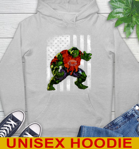 Chicago Bears Hulk Marvel Avengers NFL Football American Flag Hoodie 6