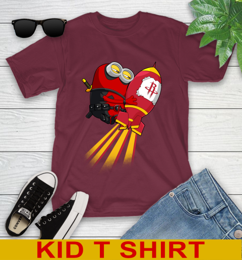 NBA Basketball Houston Rockets Deadpool Minion Marvel Shirt Youth T-Shirt 6 NBA Basketball Houston Rockets Deadpool Minion Marvel Shirt Youth T-Shirt - Image 6