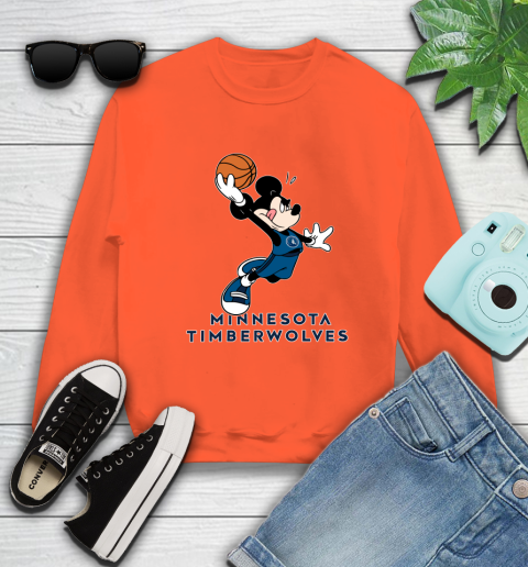NBA Basketball Minnesota Timberwolves Cheerful Mickey Mouse Shirt Sweatshirt 4