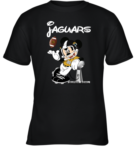 Mickey Jaguars Taking The Super Bowl Trophy Football Youth T-Shirt