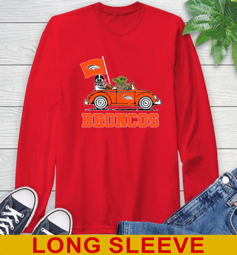NFL Football Denver Broncos Darth Vader Baby Yoda Driving Star Wars Shirt Long Sleeve T-Shirt 10