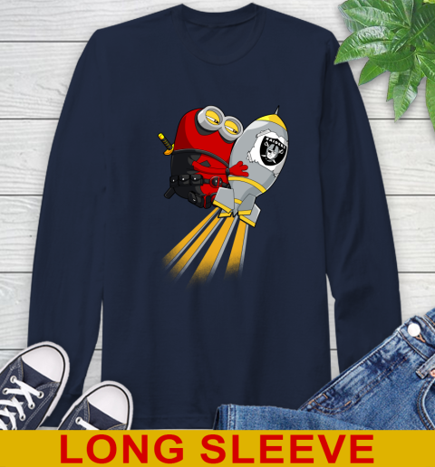 NFL Football Oakland Raiders Deadpool Minion Marvel Shirt Long Sleeve T-Shirt 3