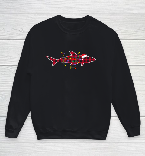 Christmas Decorations Red Plaid Buffalo Shark Xmas Pajamas Youth Sweatshirt