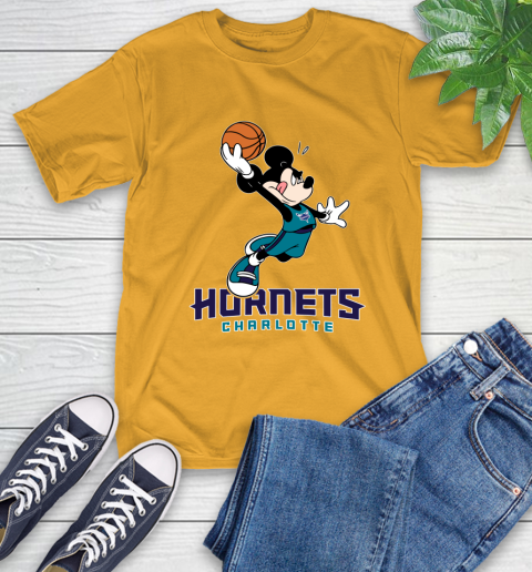 NBA Basketball Charlotte Hornets Cheerful Mickey Mouse Shirt T-Shirt 3