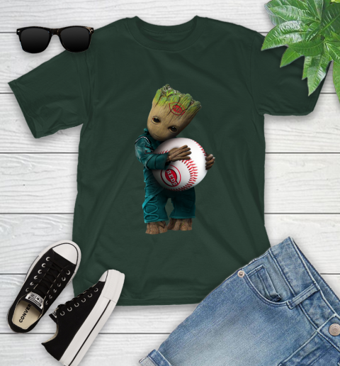 MLB Groot Guardians Of The Galaxy Baseball Sports Cincinnati Reds Youth T-Shirt 5
