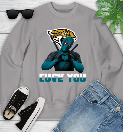 NHL Jacksonville Jaguars Deadpool Love You Fuck You Football Sports Youth Sweatshirt 3