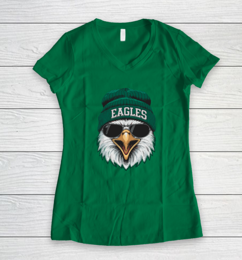 Cool Face Eagles With Sunglasses Vintage Funny Women's V-Neck T-Shirt 3