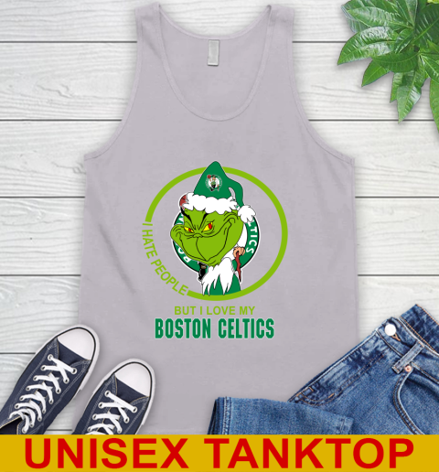 Boston Celtics NBA Christmas Grinch I Hate People But I Love My Favorite Basketball Team Tank Top 4