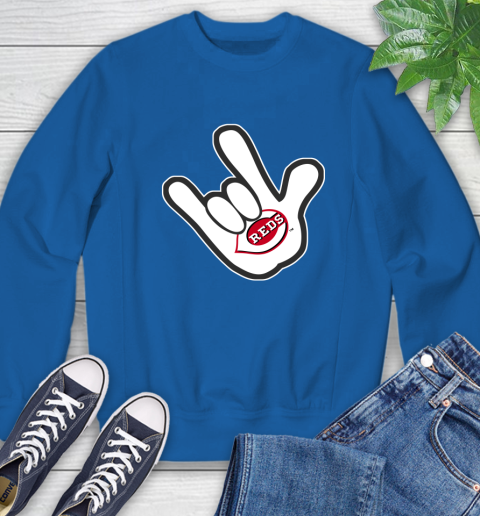 Cincinnati Reds MLB Baseball Mickey Rock Hand Disney Sweatshirt 8
