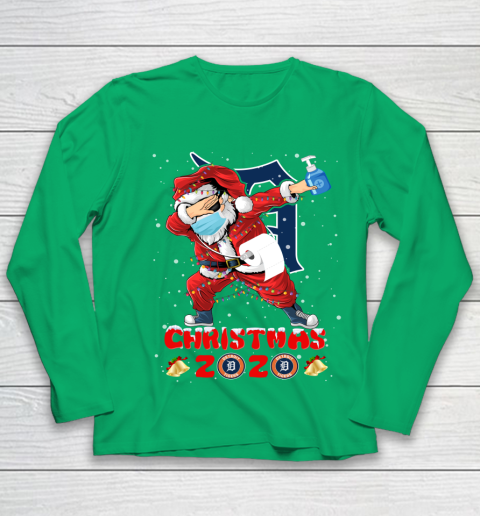 Detroit Tigers Funny Santa Claus Dabbing Christmas 2020 MLB Youth Long Sleeve 4