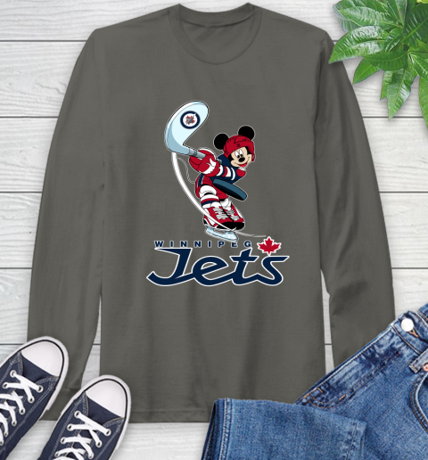 NHL Hockey Winnipeg Jets Cheerful Mickey Mouse Shirt Long Sleeve T-Shirt 9
