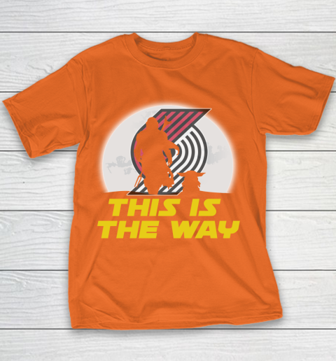 Portland Trail Blazers NBA Basketball Star Wars Yoda And Mandalorian This Is The Way Youth T-Shirt 4