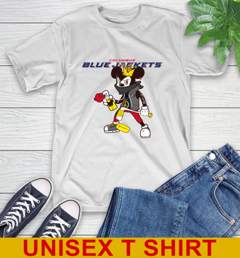 Columbus Blue Jackets NHL Hockey Mickey Peace Sign Sports T-Shirt