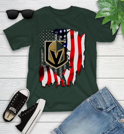 Vegas Golden Knights NHL Hockey American Flag Youth T-Shirt 5