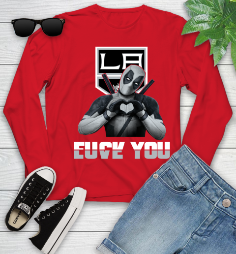 NHL Los Angeles Kings Deadpool Love You Fuck You Hockey Sports Youth Long Sleeve 11
