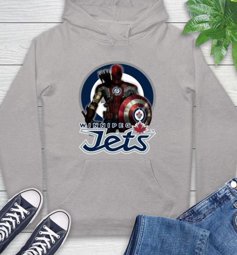 NHL Captain America Thor Spider Man Hawkeye Avengers Endgame Hockey Winnipeg Jets Hoodie 12