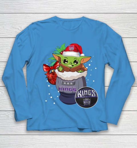 Sacramento Kings Christmas Baby Yoda Star Wars Funny Happy NBA Youth Long Sleeve 7