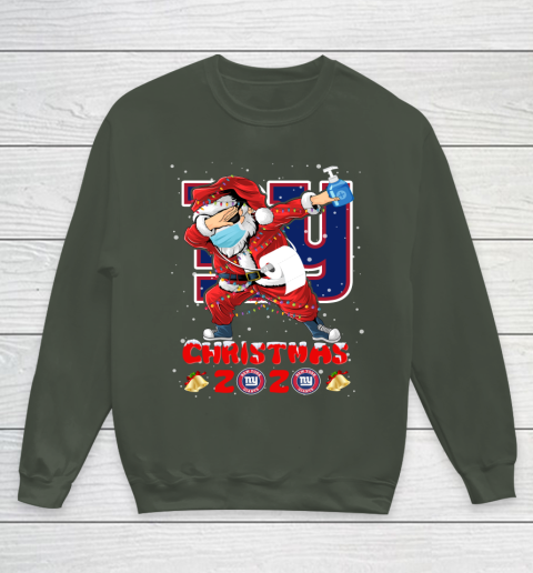 New York Giants Funny Santa Claus Dabbing Christmas 2020 NFL Youth Sweatshirt 8