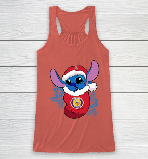 Minnesota Vikings Christmas Stitch In The Sock Funny Disney NFL Racerback Tank 4