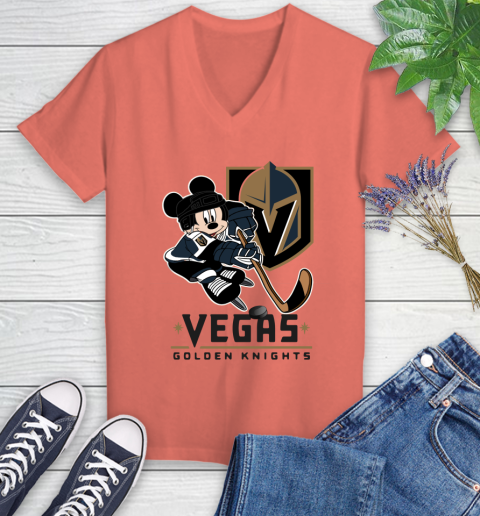 NHL Vegas Golden Knights Mickey Mouse Disney Hockey T Shirt Women's V-Neck T-Shirt 6