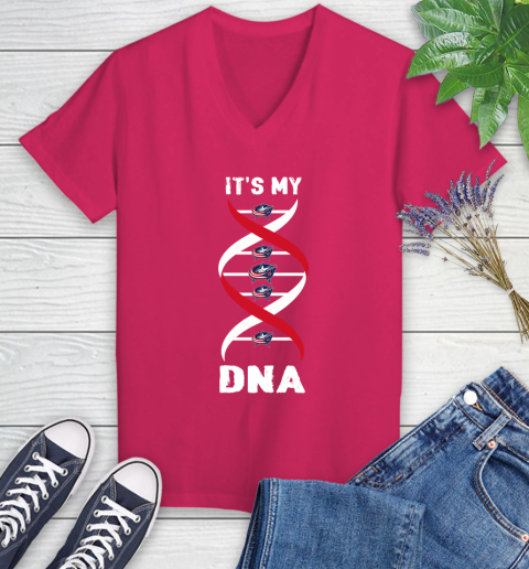 Columbus Blue Jackets NHL Hockey It's My DNA Sports Women's V-Neck T-Shirt 9