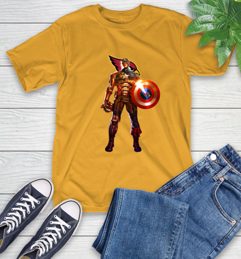 NFL Captain America Marvel Avengers Endgame Football Sports Arizona Cardinals T-Shirt 3