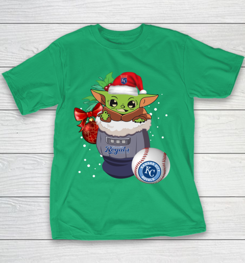 Kansas City Royals Christmas Baby Yoda Star Wars Funny Happy MLB Youth T-Shirt