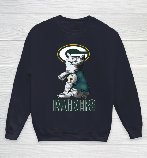 NFL Football My Cat Loves Green Bay Packers Youth Sweatshirt 2