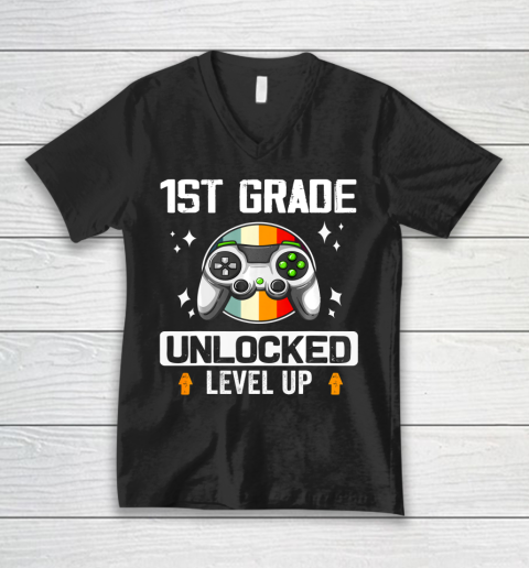 Next Level t shirts 1st Grade Unlocked Level Up Back To School First Grade Gamer V-Neck T-Shirt