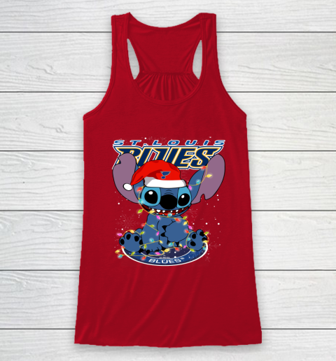 St.Louis Blues NHL Hockey noel stitch Christmas Racerback Tank 4