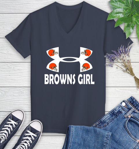 NFL Cleveland Browns Girl Under Armour Football Sports Women's V-Neck T-Shirt 12