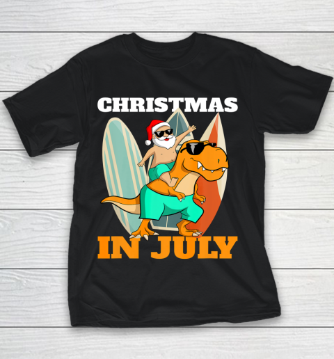 Santa Dinosaur Mid Year Xmas Party Beach Christmas In July Youth T-Shirt